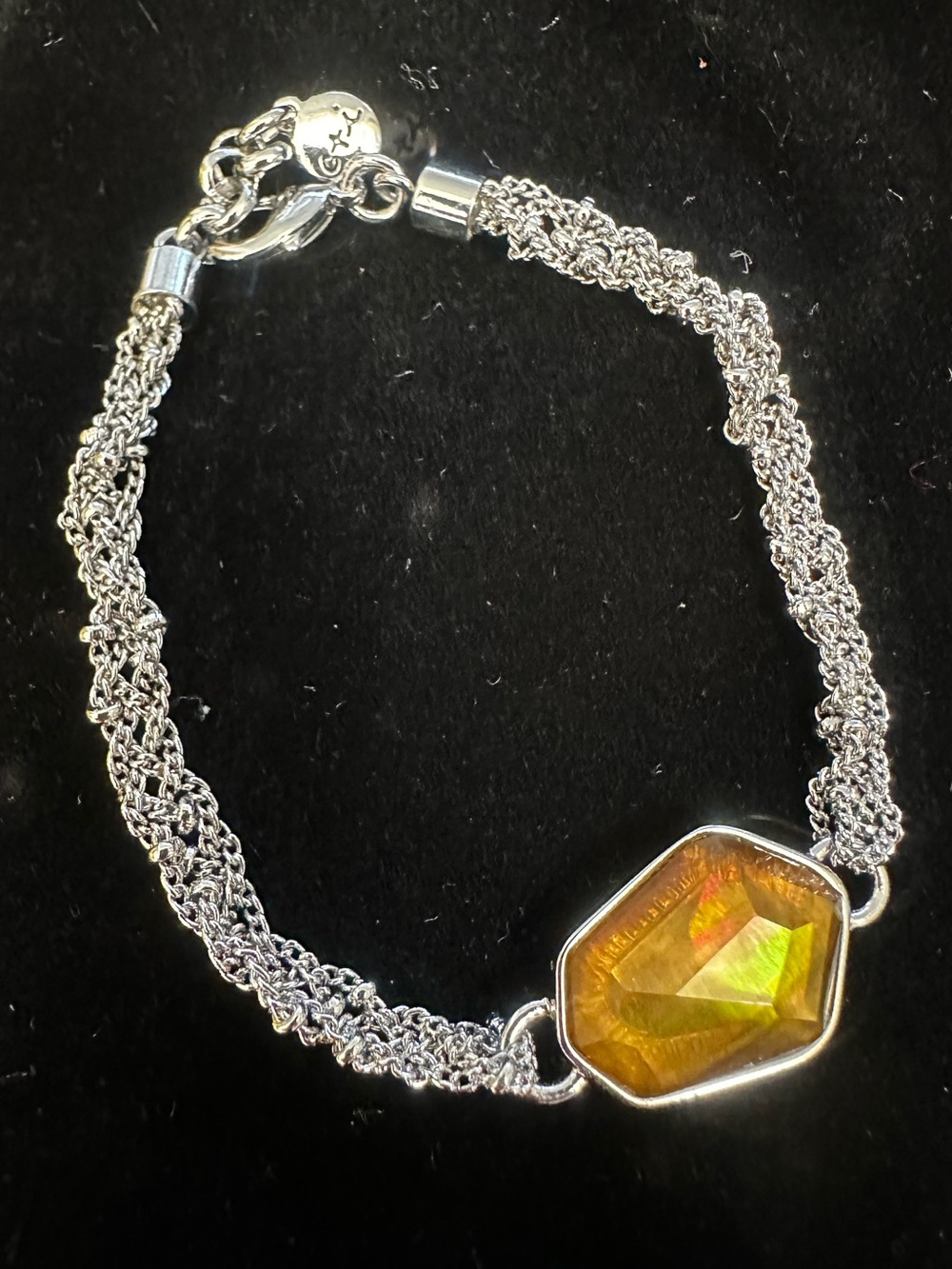 Chloe + Isabel Silver Ocean Lace Braided Bracelet w/ Citrine Amber Stone